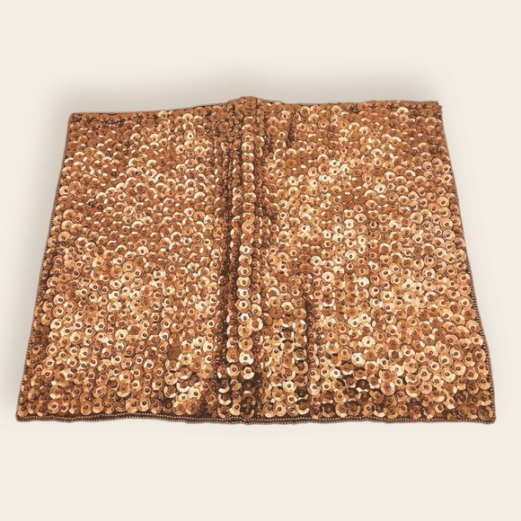 Vintage Walborg Evening Bag Sequin Purse Clutch 60s 70s Copper Brown Folding - Picture 7 of 11